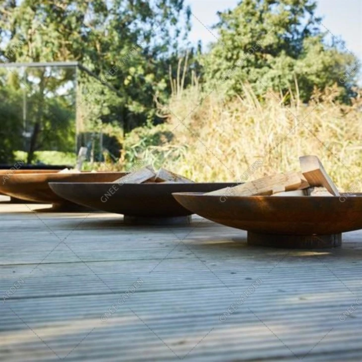 BBQ Fire Bowl Corten Steel Fire Pit With Grill Ring