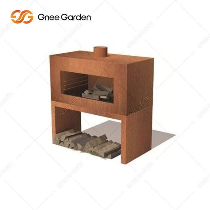 Corten modern öppen spis