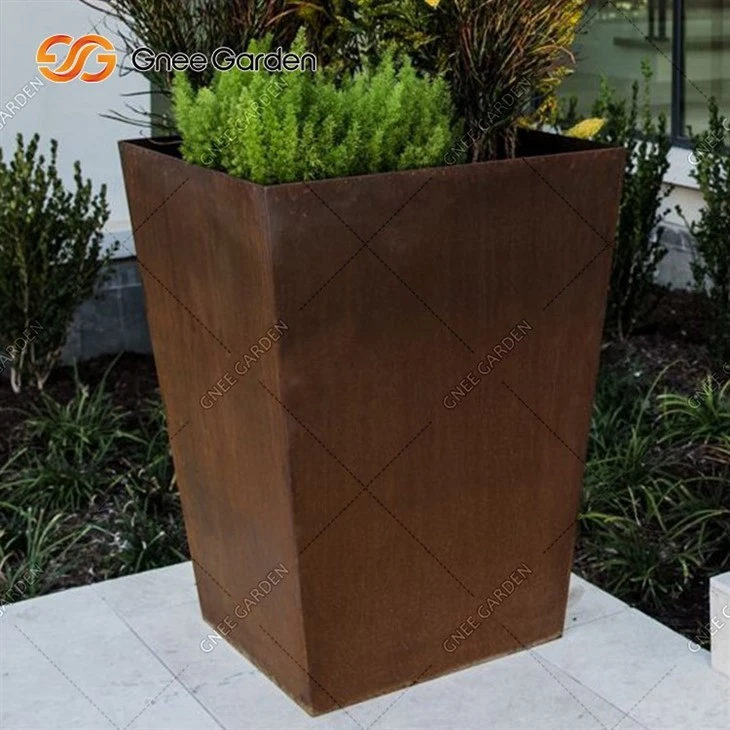 Custom Outdoor Metal Garden Pots Big Size Corten Steel Pot