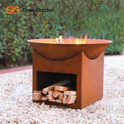 Corten utomhus vedeldad eldstad