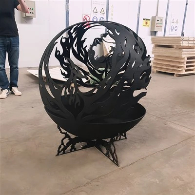 Stor trädgårdsbrandboll 600 800 1000 1200 Diameter Corten Steel Fire Pit Ball utomhus