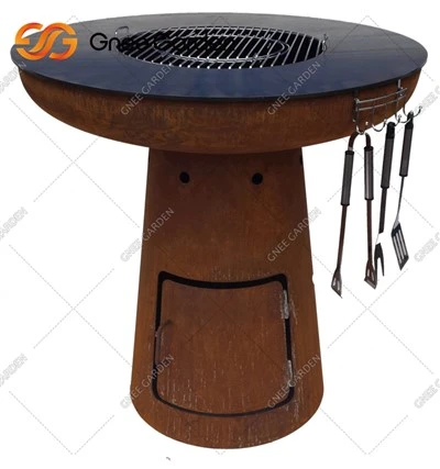 Rust Corten Steel BBQ Kolgrill för matlagning utomhus