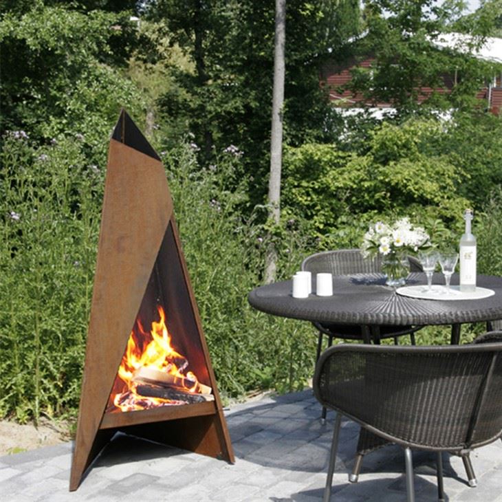 Tapered Corten Outdoor Fireplace