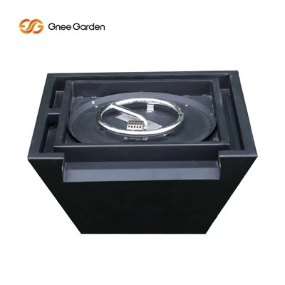 Black Steel Outdoor Fire Water Feature