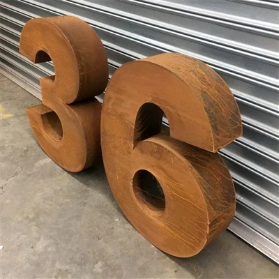 Anpassad 3D-nummer Corten Steel Privat brevlåda
